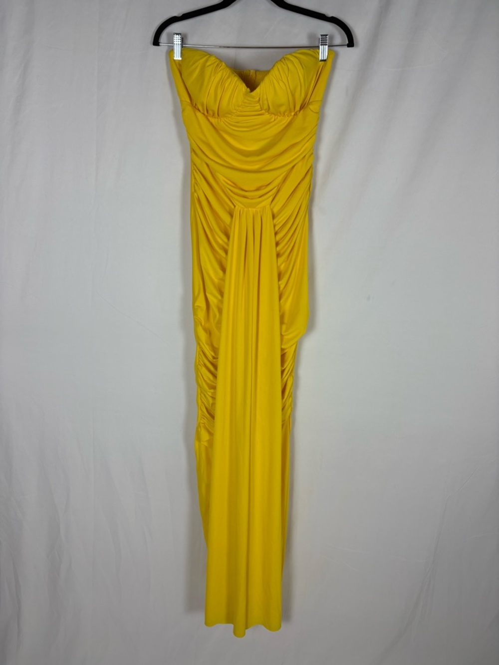 Fashion Nova Strapless Ruched Yellow Gown
